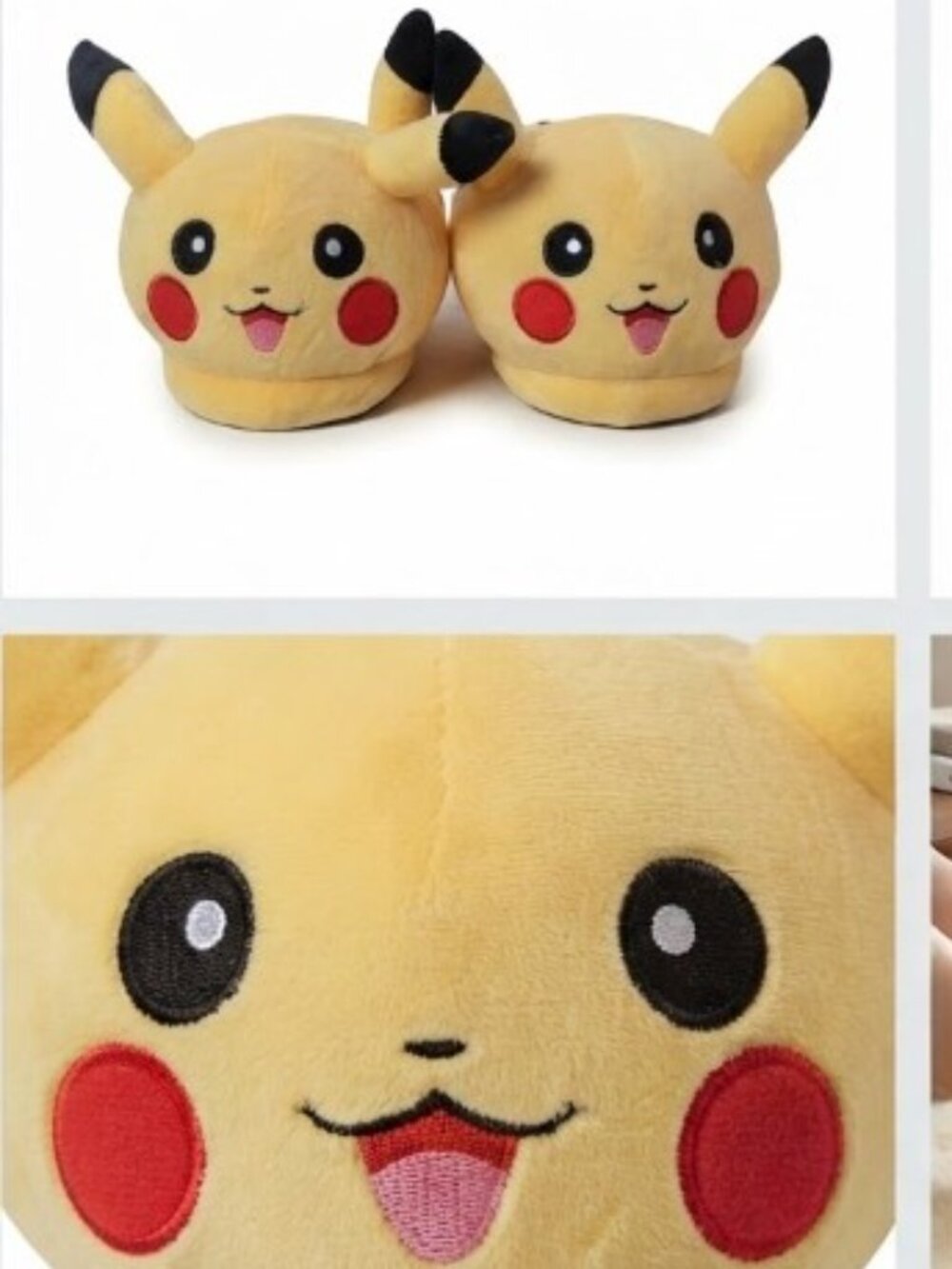 Pikachu Kids Plush Slippers Universal Unisex Slip On Cosplay Shoes up to 9" long